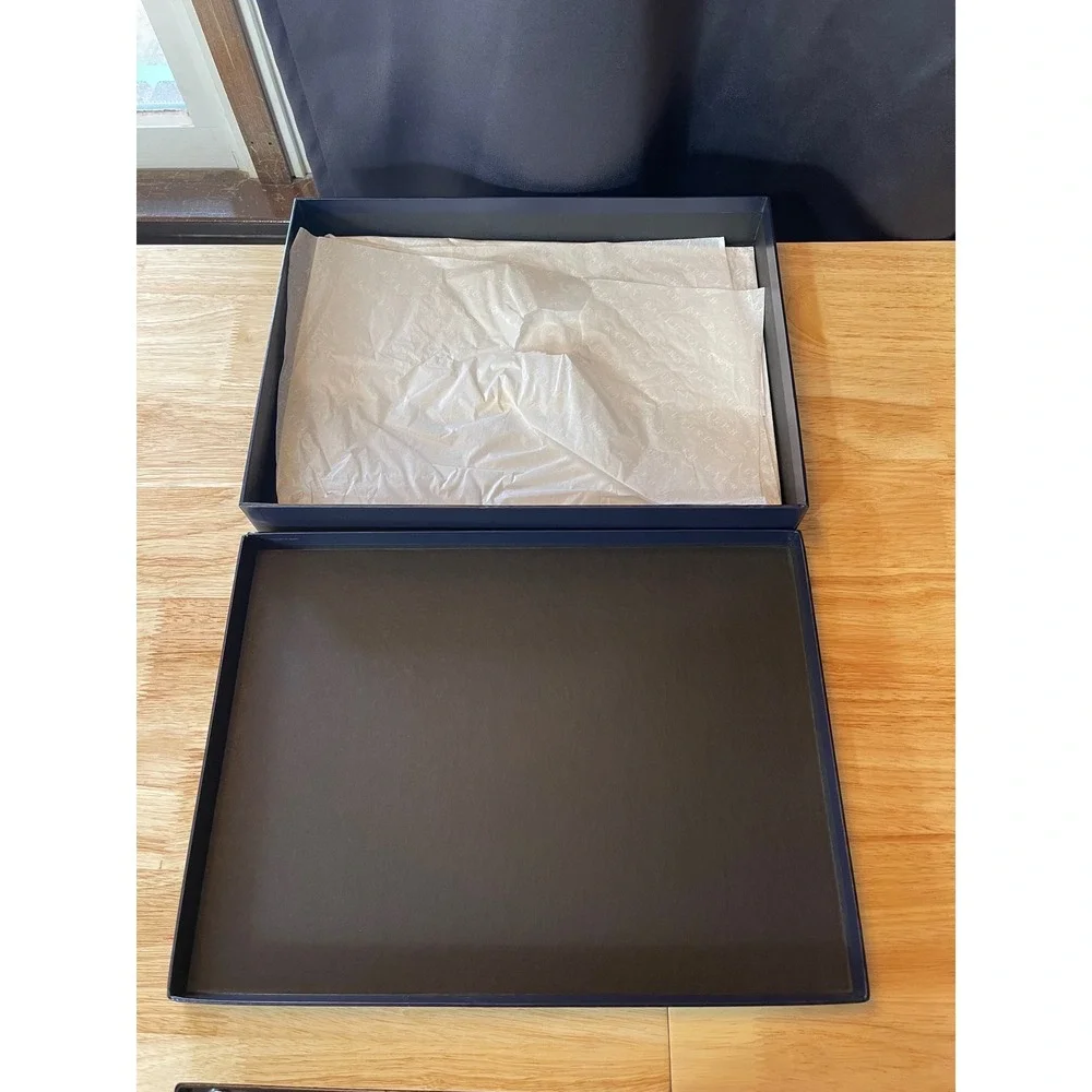 Ralph Lauren‎ Navy Blue Gold Logo Luxury Gift Box Storage 15.5x11.5x2 inch